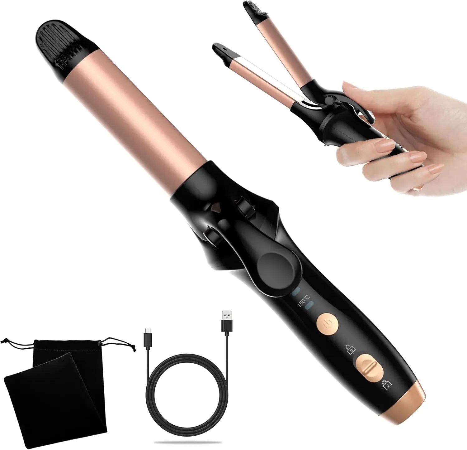 Arricciacapelli Ricaricabile Tekone AE-520 32W con Batteria al Litio e Controllo Temperatura