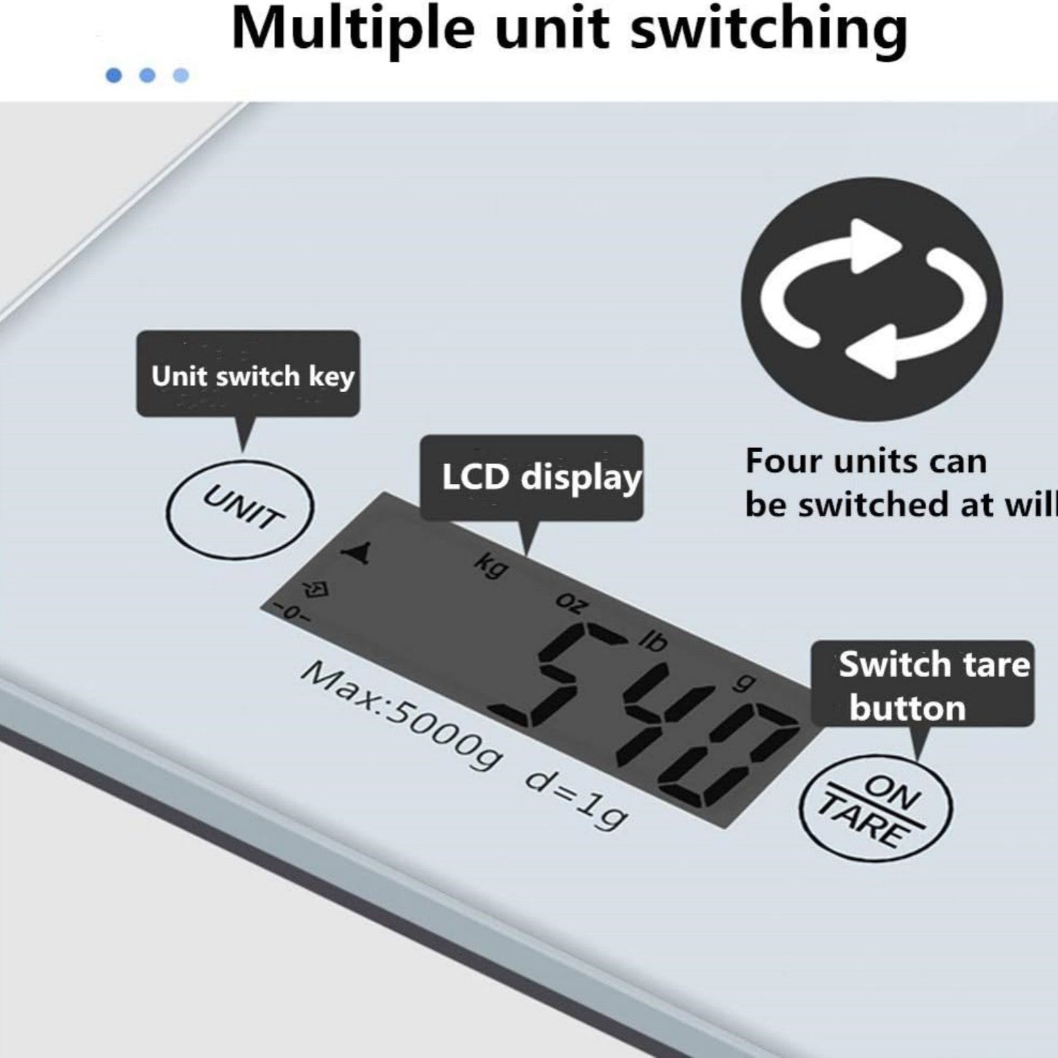 TekOne Bilancia da cucina digitale da 1g a 5kg bianco