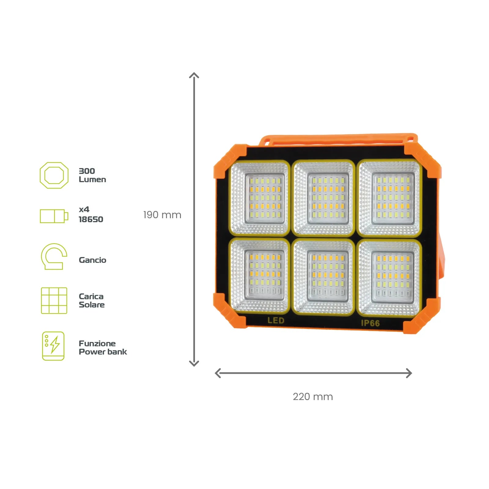 Faro LED Portatile Ricaricabile con Manico – Tekone FR4327