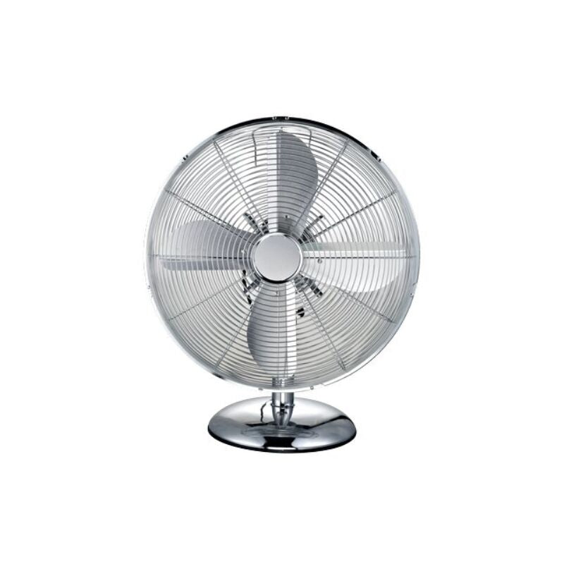 TekOne Ventilatore da Tavolo in Metallo 35W, 2 Velocità, Design Cromato Compatto e Potente