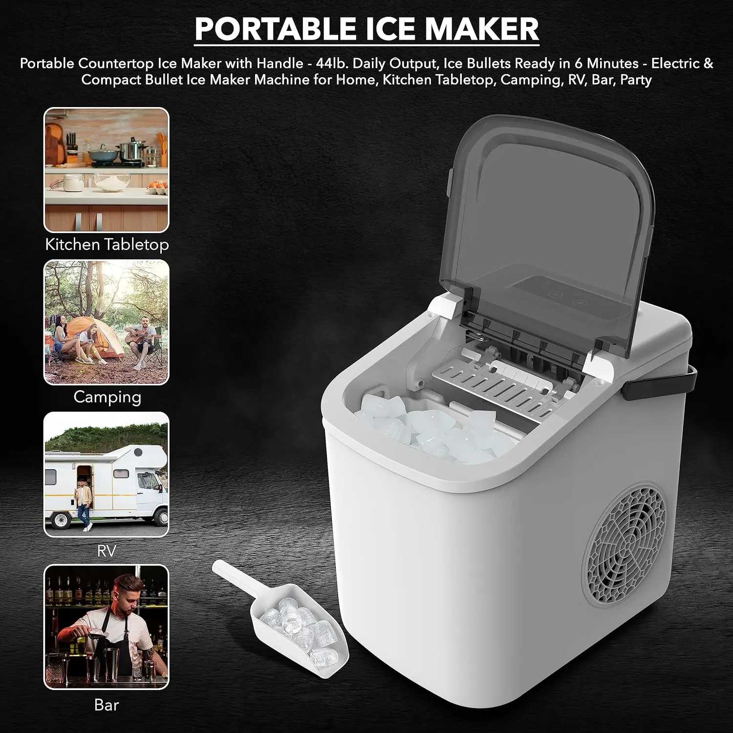 TekOne Macchina del ghiaccio portatile 12kg con autopulizia