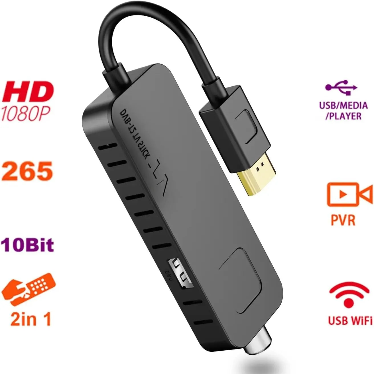 Decoder DVB-T2 Stick HDMI Tekone HD-189 | Full HD 1080P, HEVC, 10Bit, USB