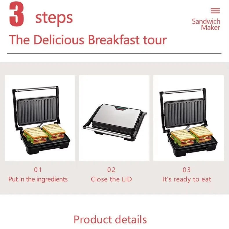 TekOne Tostapane e grill elettrico 1000W con rivestimento antiaderente