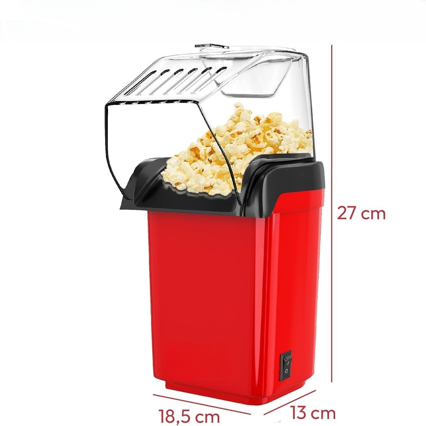 Tekone Macchina per Popcorn 1200W – Con Vaschetta per Burro, Senza Olio