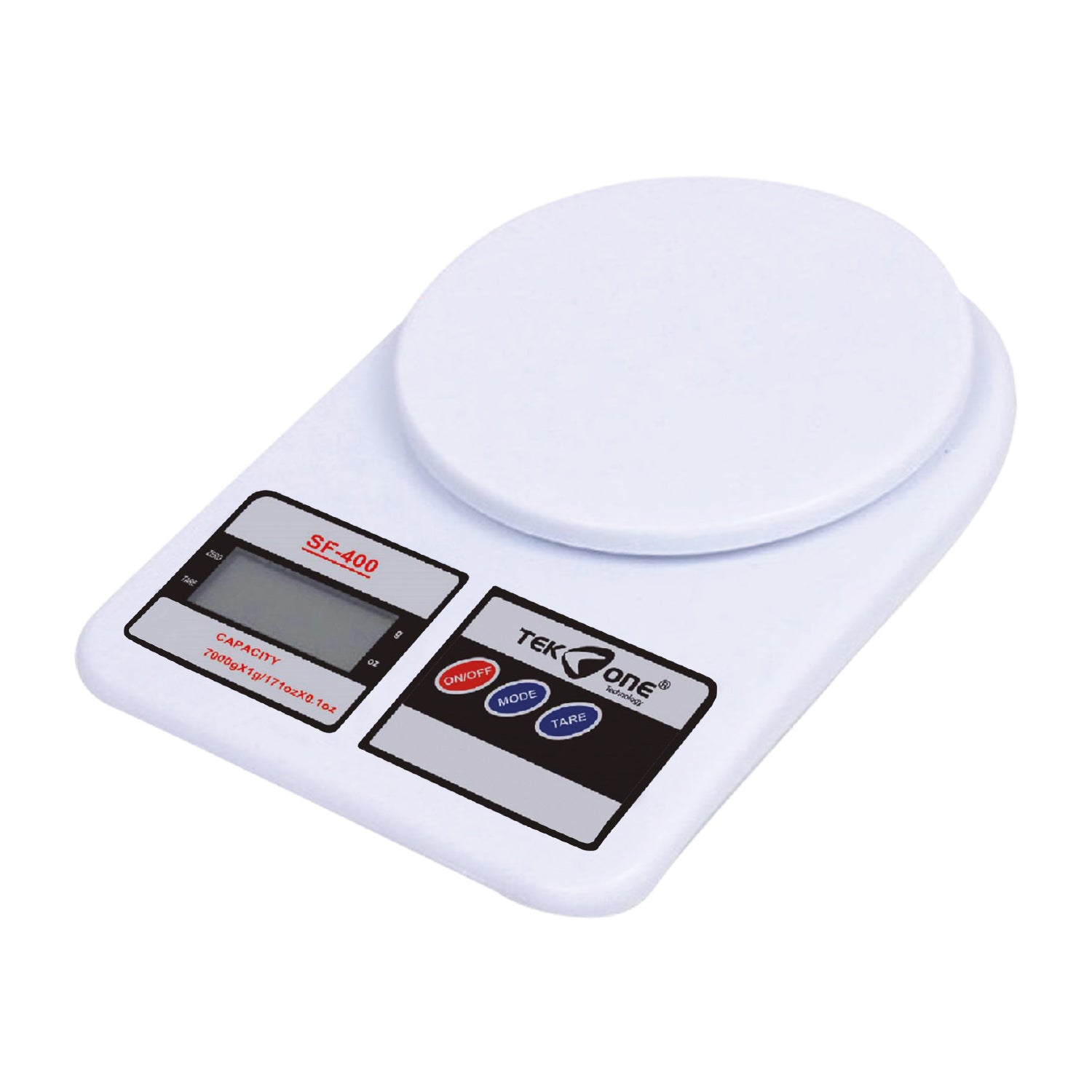 TekOne Bilancia da cucina digitale con piattello - Capacità 7kg bianco
