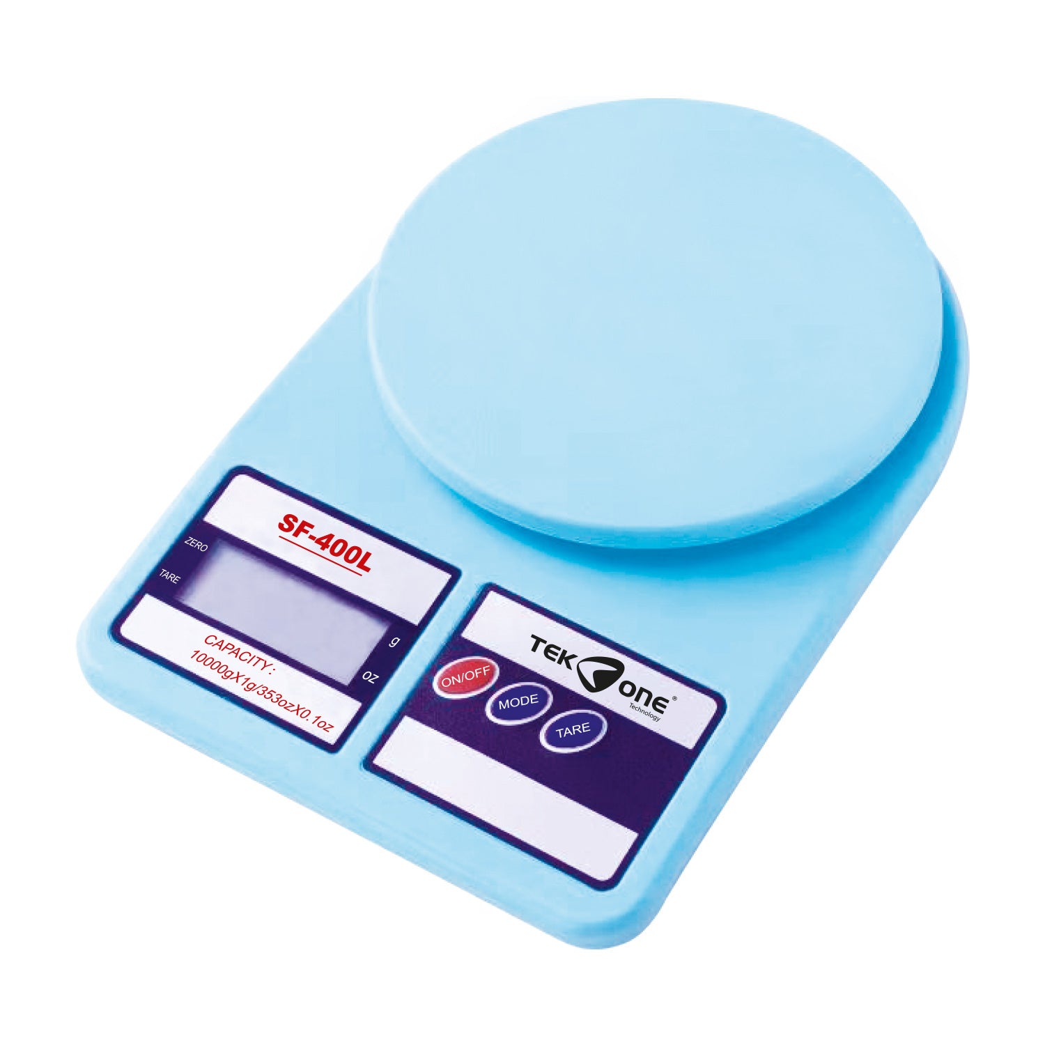 TekOne Bilancia da cucina digitale con piattello - Capacità 7kg azzurro