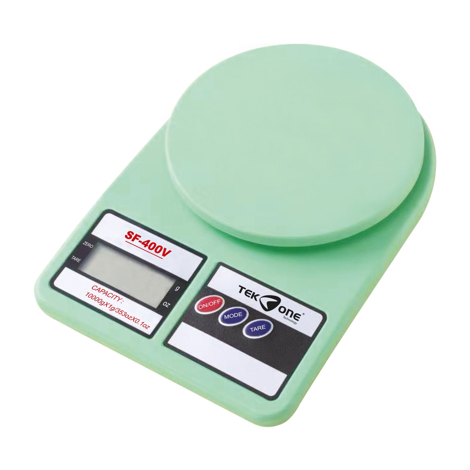 TekOne Bilancia da cucina digitale con piattello - Capacità 7kg verde