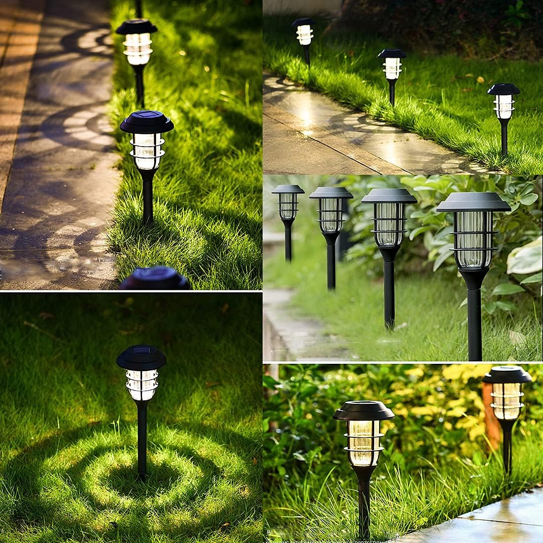 Tekone Luce Solare da Giardino LED con Picchetto – Batteria NiMH 300mAh, Design Classico Nero