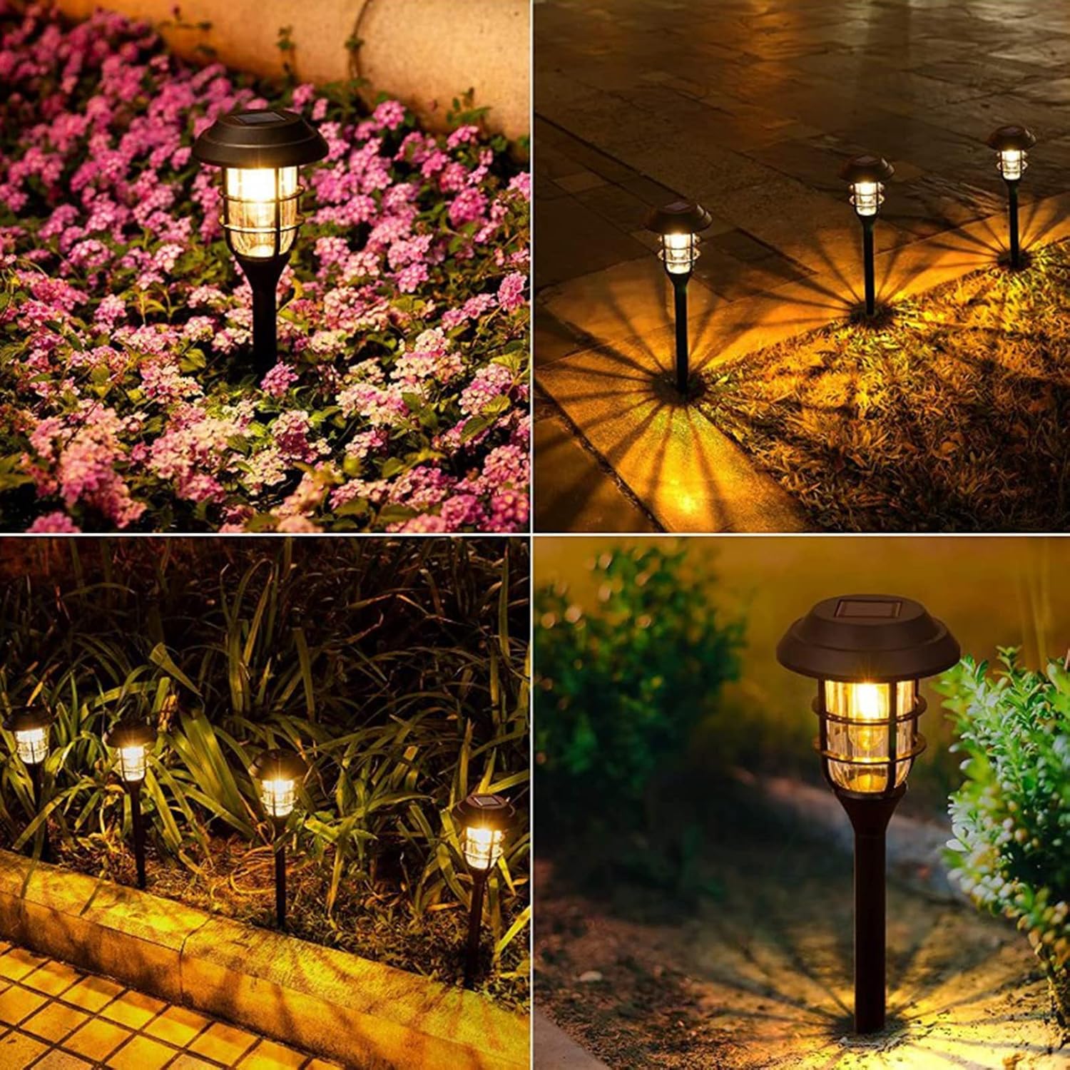 Tekone Luce Solare da Giardino LED con Picchetto – Batteria NiMH 300mAh, Design Classico Nero