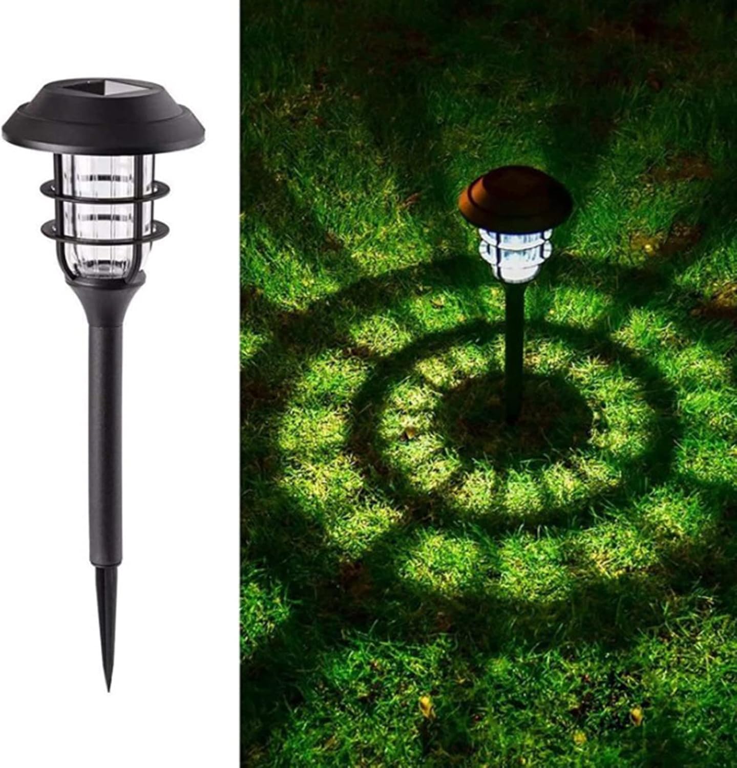 Tekone Luce Solare da Giardino LED con Picchetto – Batteria NiMH 300mAh, Design Classico Nero