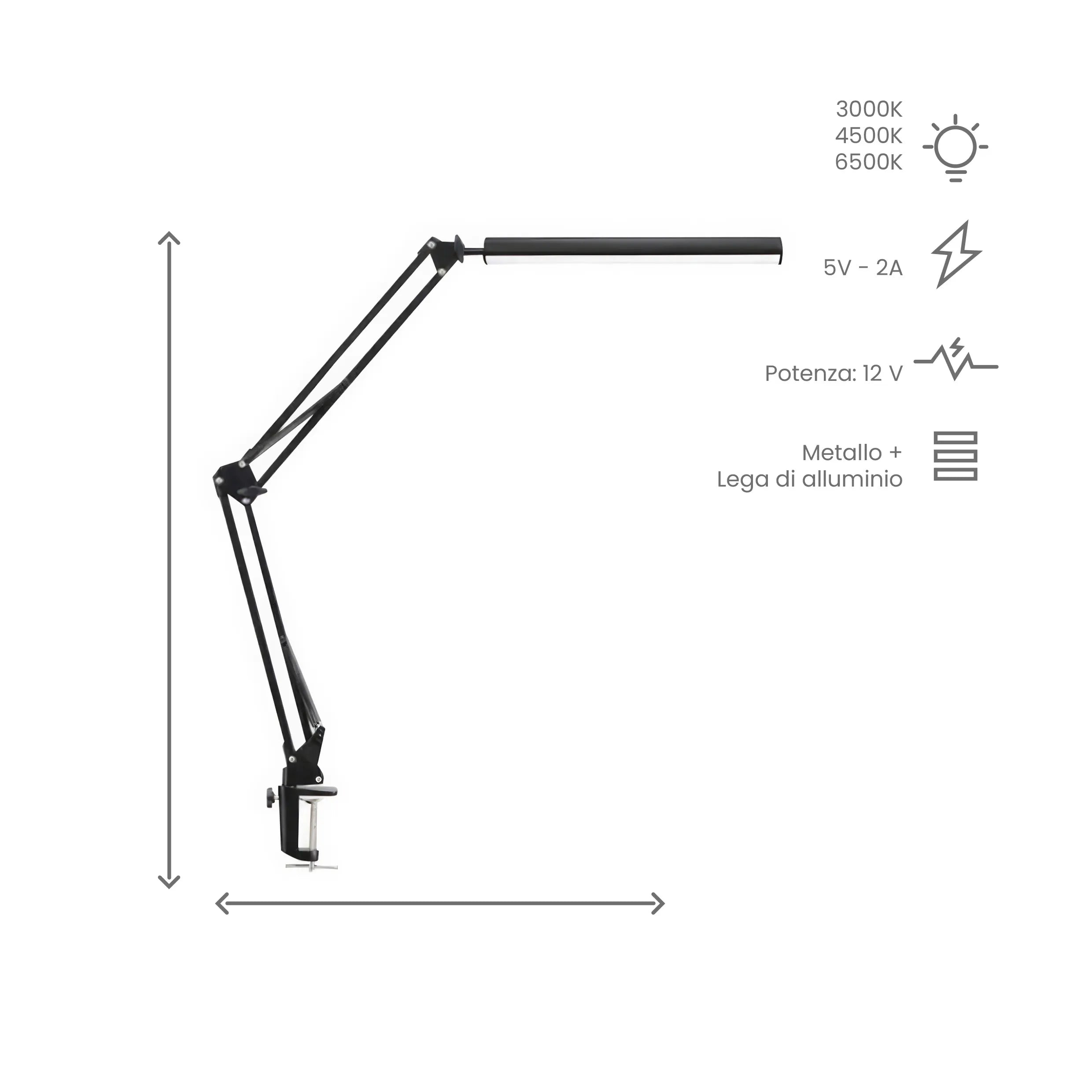 Lampada a Clip Pieghevole 80 LED con luce regolabile – Tekone TO-BL179