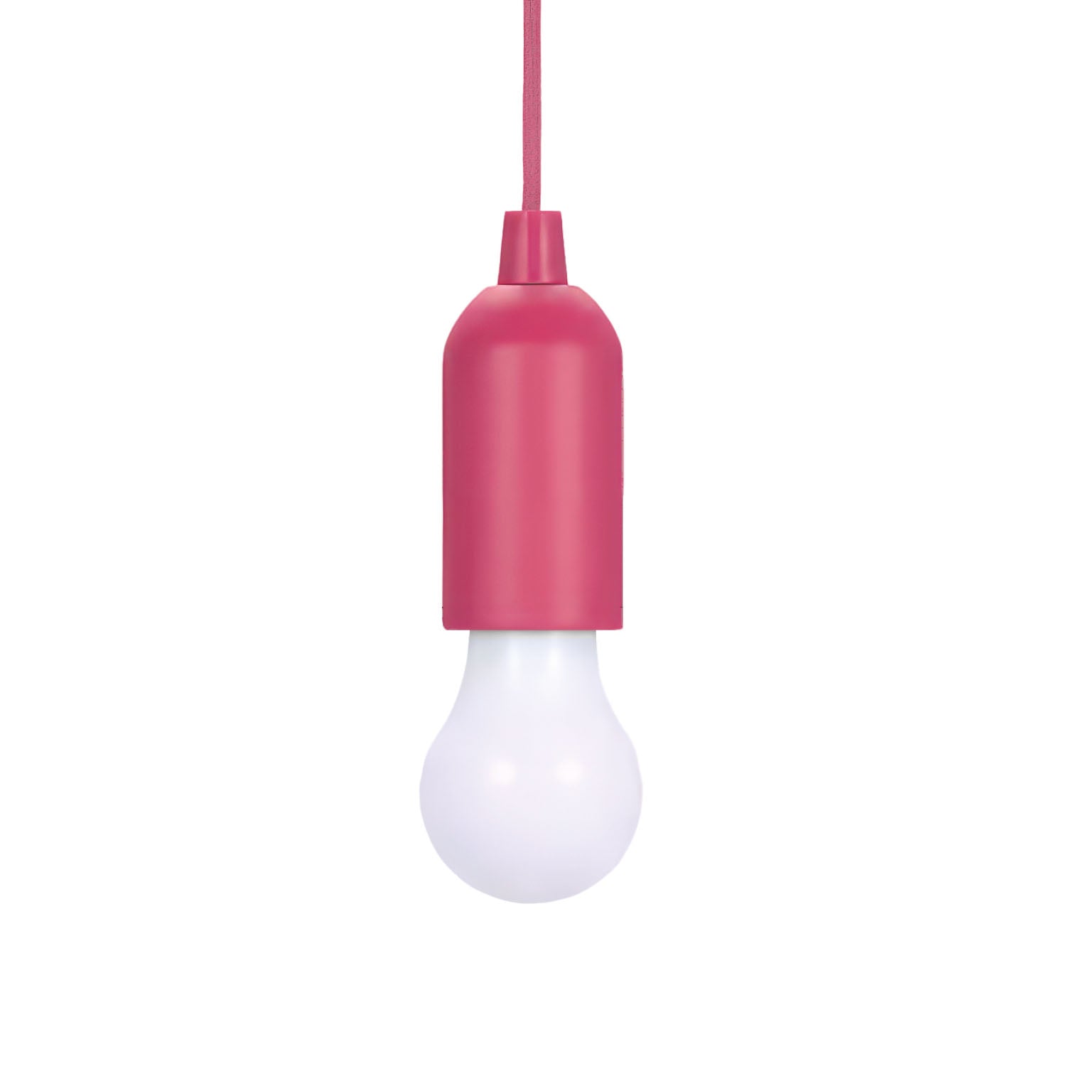 Lampadina LED Portatile TekOne con Accensione a Corda – 100 cm, Batteria AAA Rosa