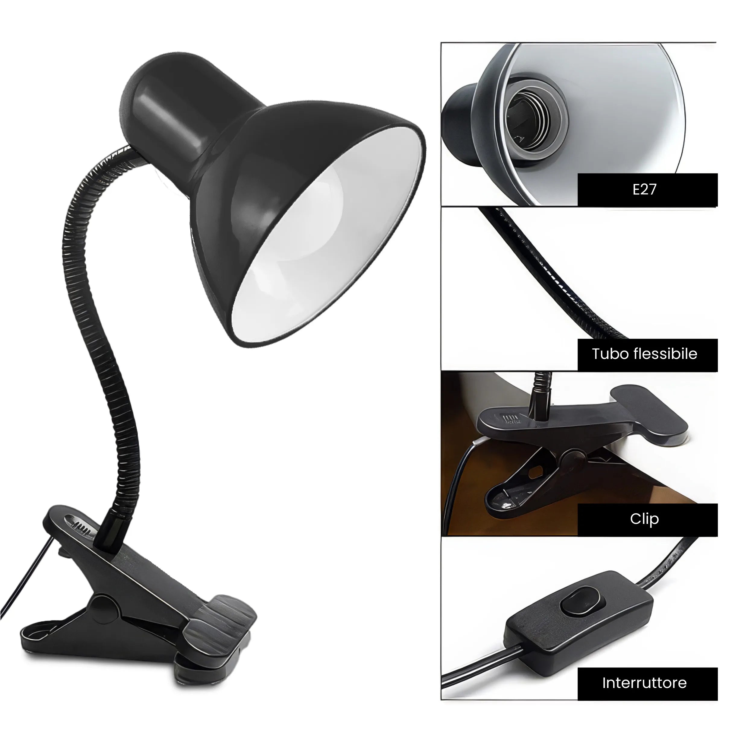 Lampada con Morsetto Tekone TO-LT04 – Design moderno da scrivania con collo flessibile