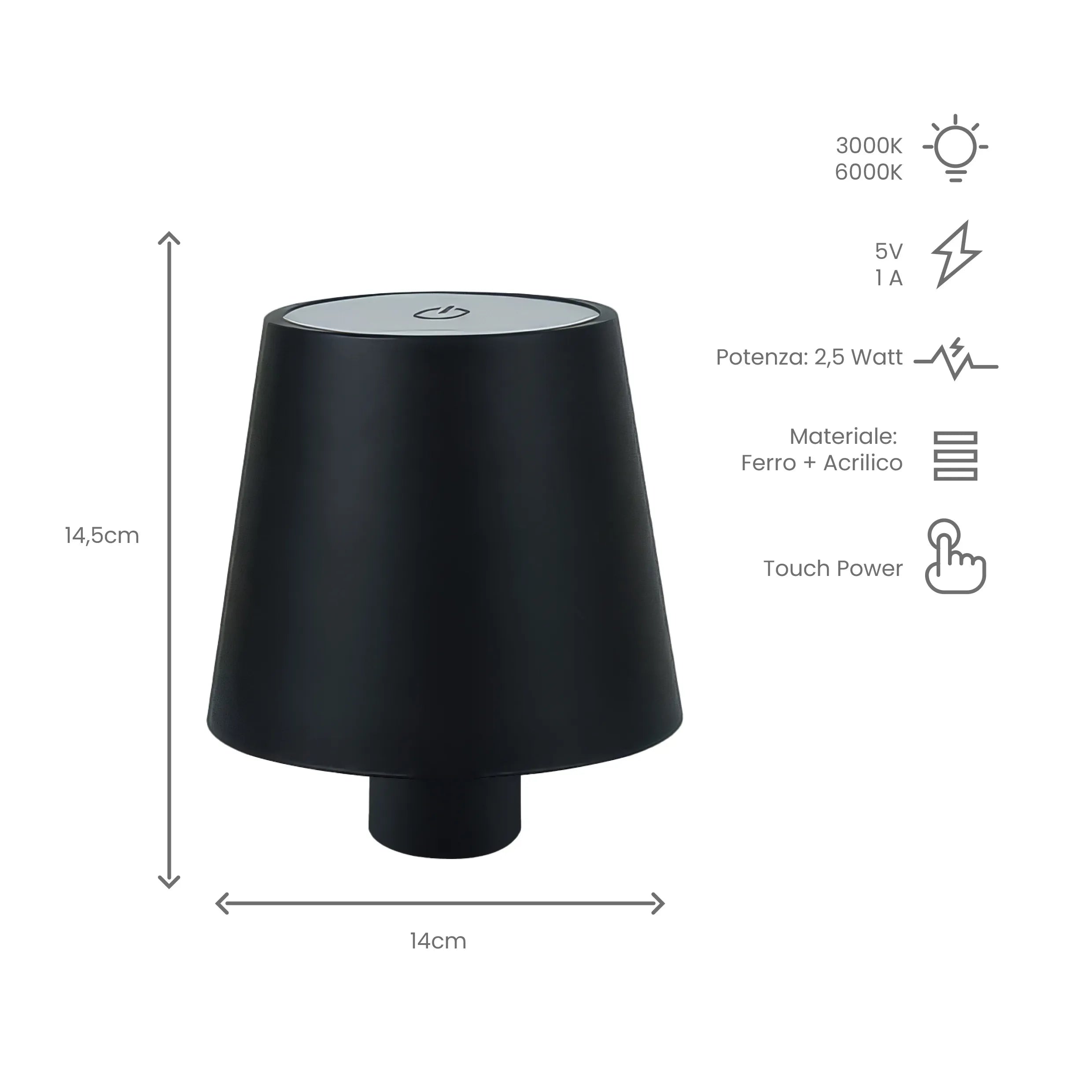 Lampada LED da bottiglia con paralume in alluminio – Tekone TO-LT07