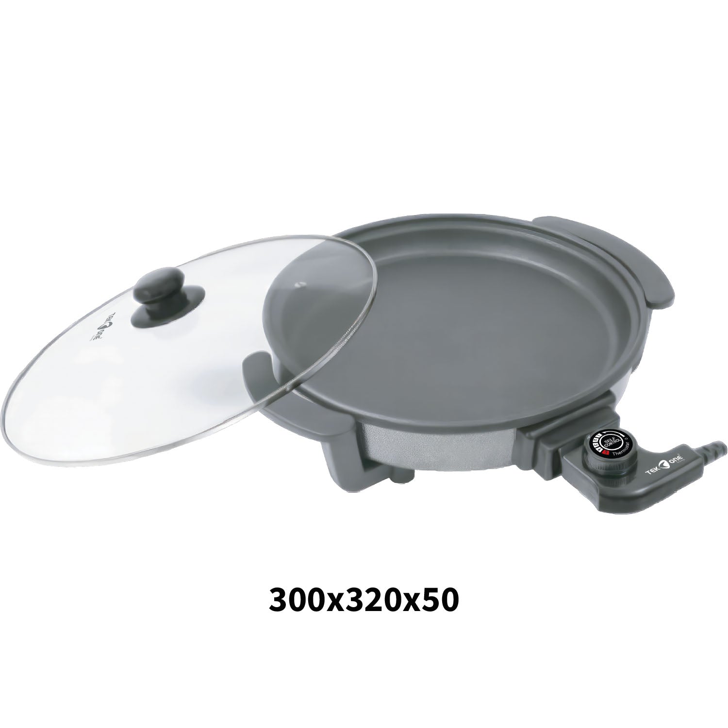 Tekone Padella Elettrica Antiaderente 1500W con Coperchio in Vetro Temperato – Regolazione di Temperatura, Ø30x32cm