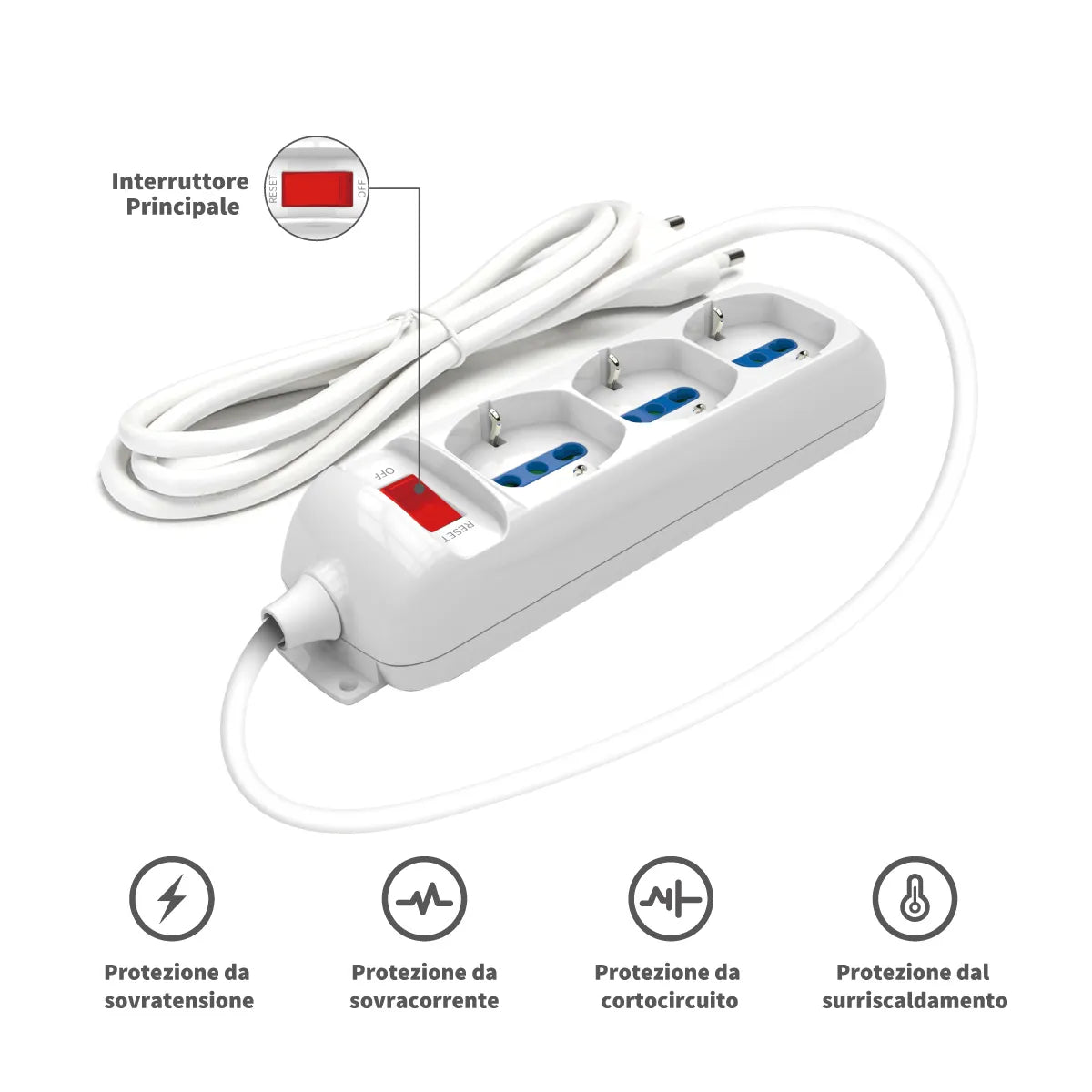 Enerwei Multipresa Pluristandard con Interruttore | 3, 4, 5, 6 Uscite