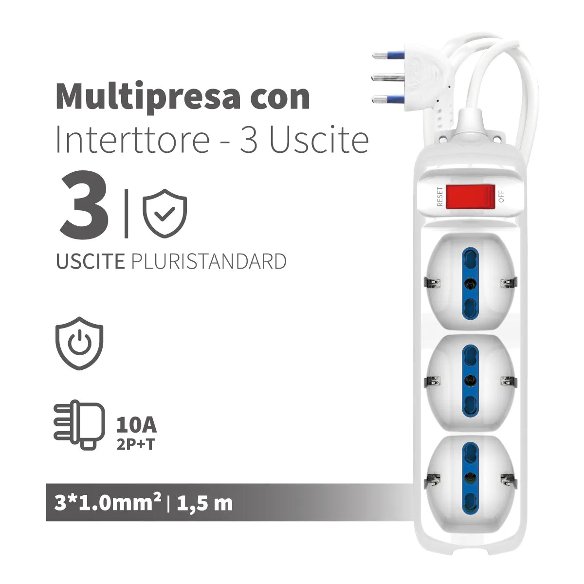 Enerwei Multipresa Pluristandard con Interruttore | 3, 4, 5, 6 Uscite