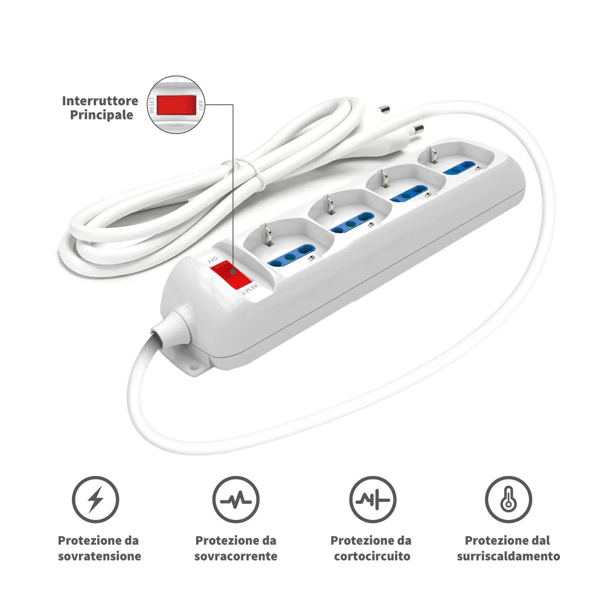 Enerwei Multipresa Pluristandard con Interruttore | 3, 4, 5, 6 Uscite