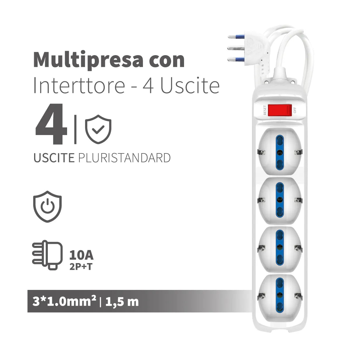 Enerwei Multipresa Pluristandard con Interruttore | 3, 4, 5, 6 Uscite