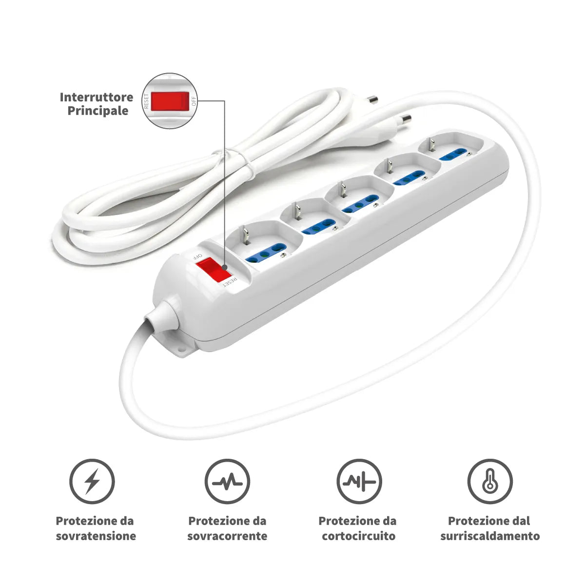 Enerwei Multipresa Pluristandard con Interruttore | 3, 4, 5, 6 Uscite