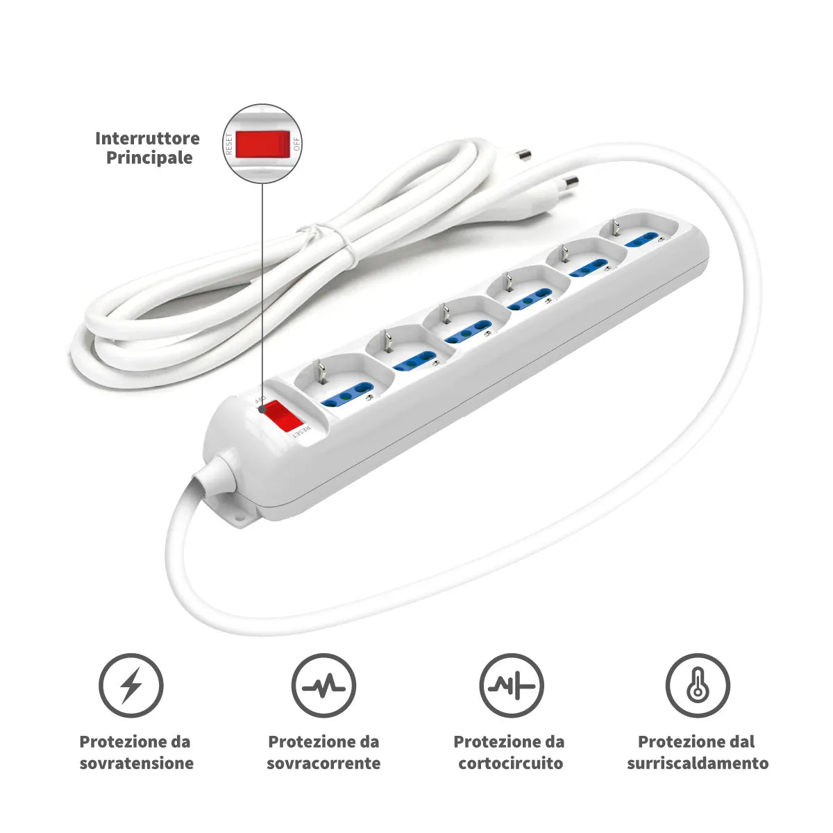 Enerwei Multipresa Pluristandard con Interruttore | 3, 4, 5, 6 Uscite