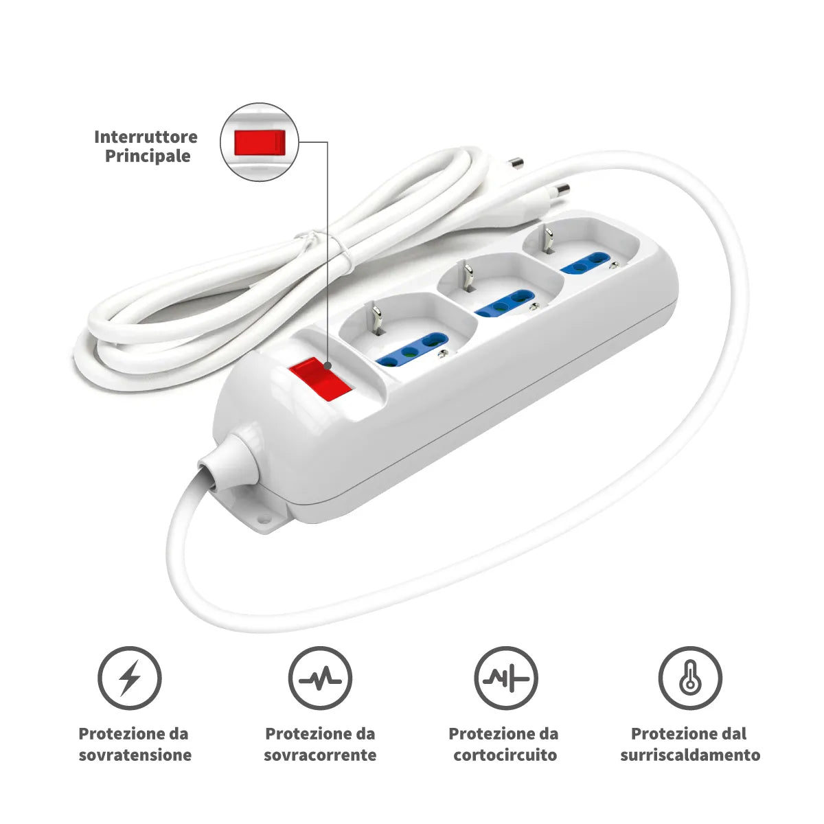 Enerwei Multipresa Pluristandard con Interruttore | 3, 4, 5, 6 Uscite