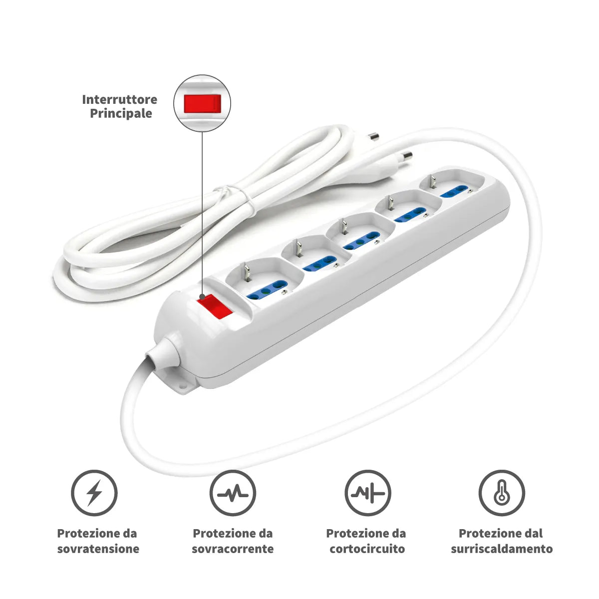 Enerwei Multipresa Pluristandard con Interruttore | 3, 4, 5, 6 Uscite