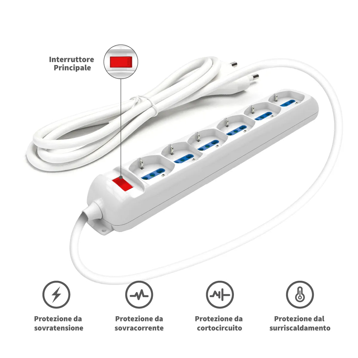 Enerwei Multipresa Pluristandard con Interruttore | 3, 4, 5, 6 Uscite