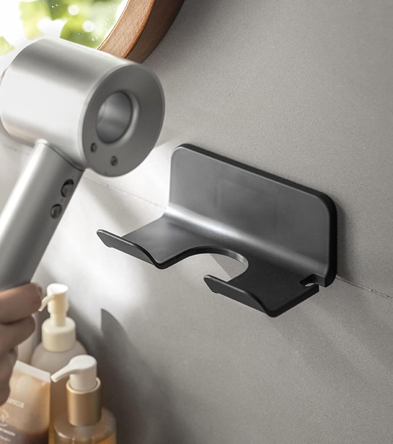 TekOne Supporto per Phon da Parete Senza Foratura con Slot per Spina