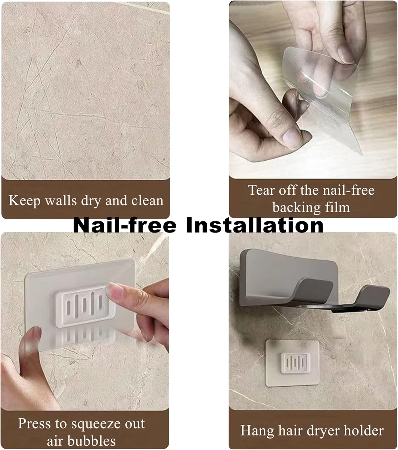 TekOne Supporto per Phon da Parete Senza Foratura con Slot per Spina