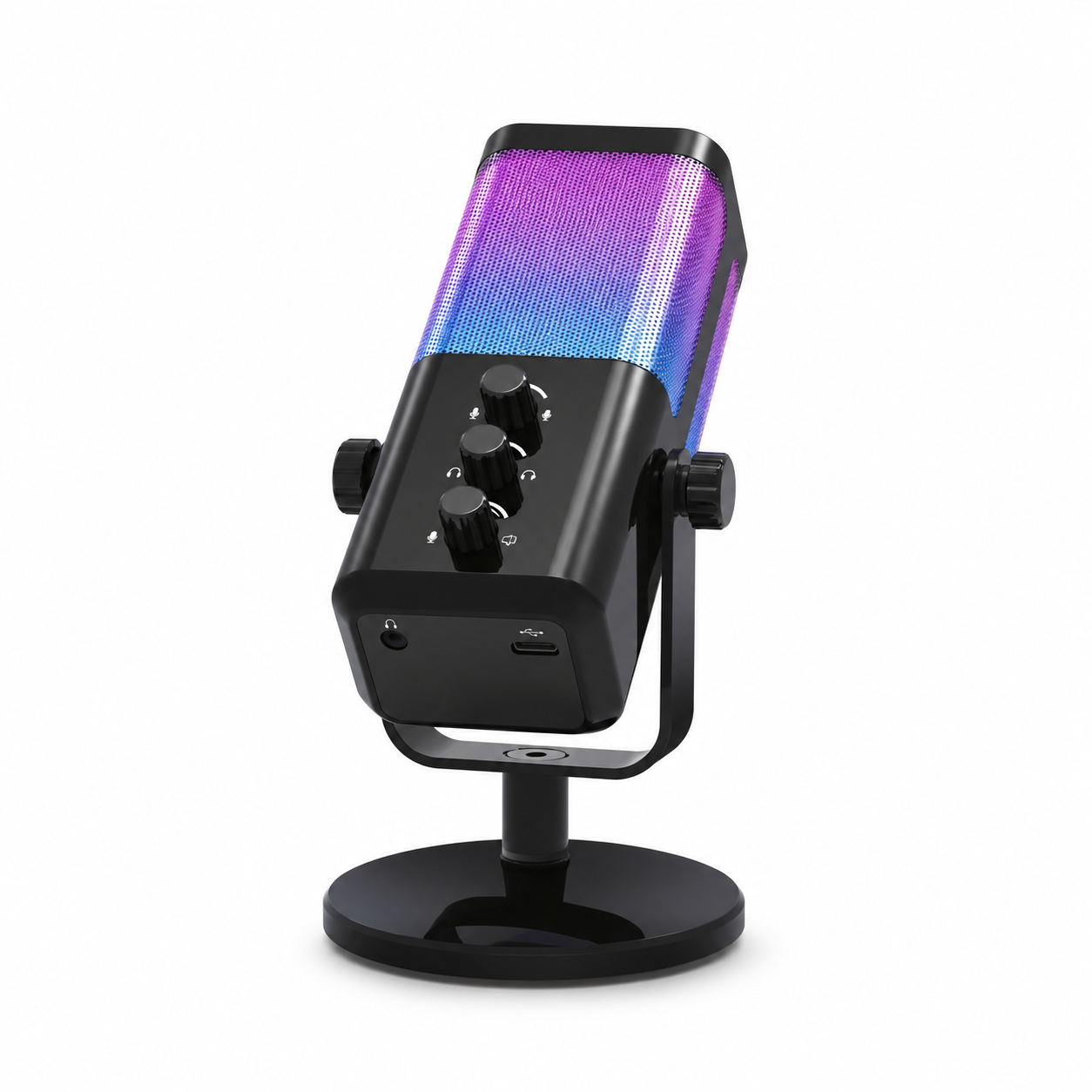 TekOne Microfono USB RGB Cardioide 24 bit/48 kHz con Jack 3,5 mm