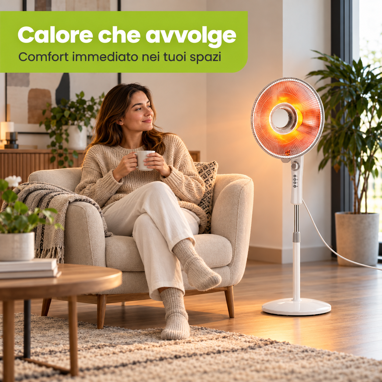 TekOne Stufa a Infrarossi in Fibra di Carbonio 1100W 2 Livelli