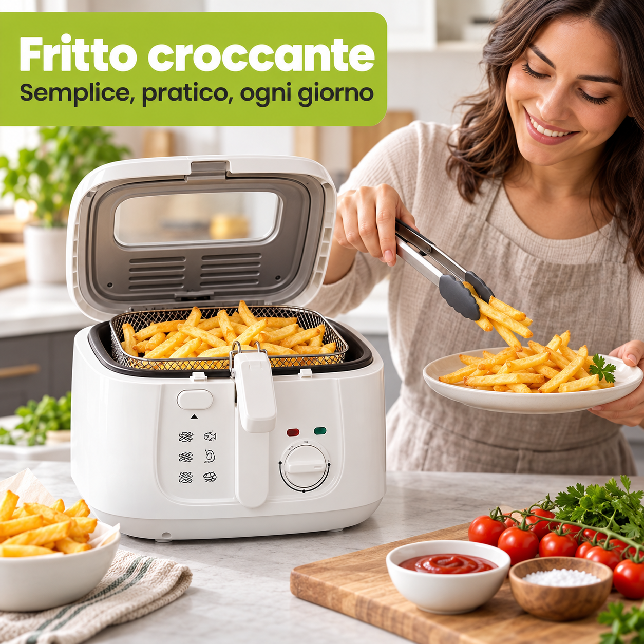 TekOne Friggitrice elettrica 2,5L con termostato regolabile