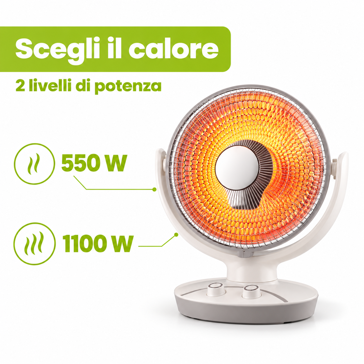 TekOne Stufa a Infrarossi in Fibra di Carbonio 1100W 2 Livelli