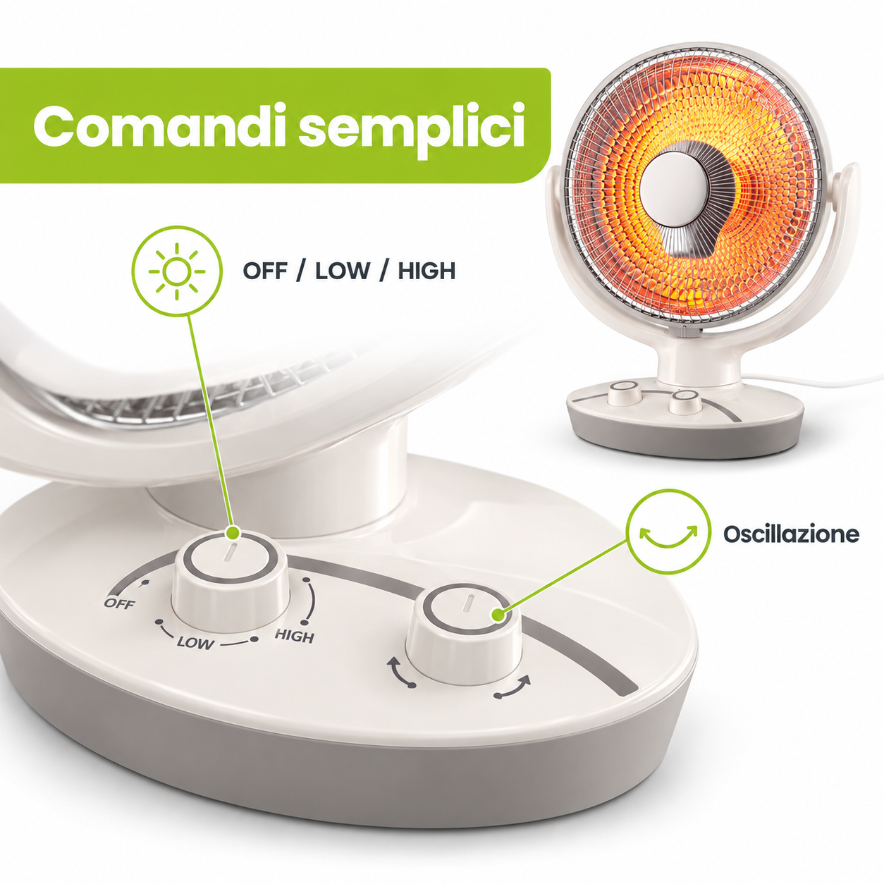 TekOne Stufa a Infrarossi in Fibra di Carbonio 1100W 2 Livelli