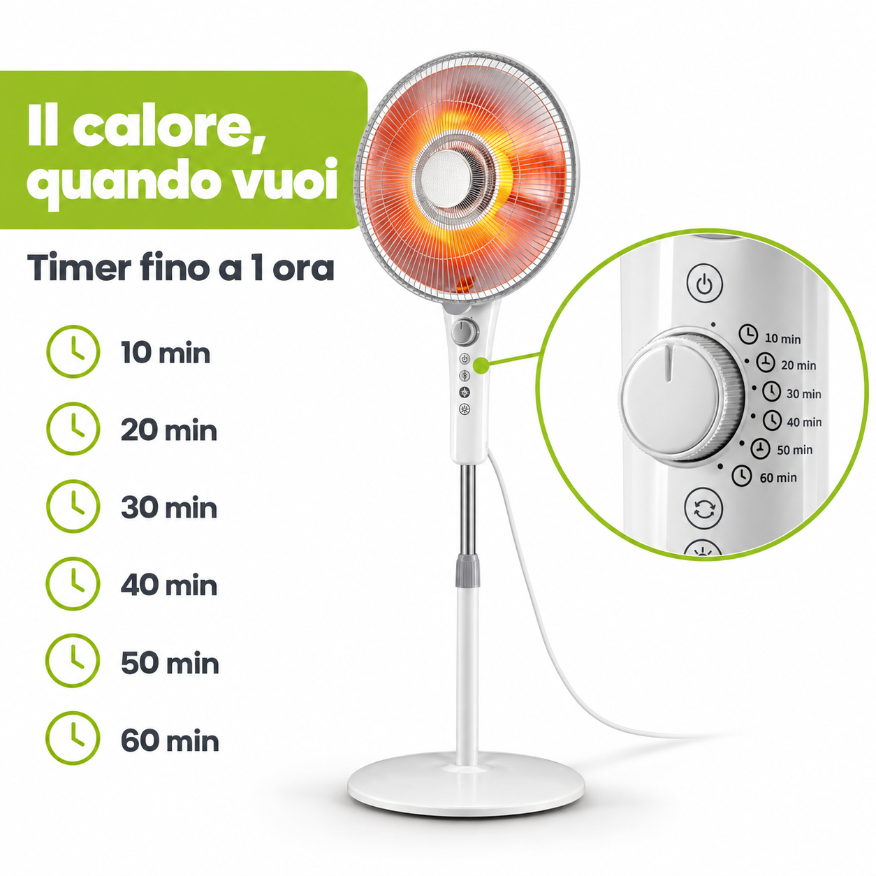 TekOne Stufa a Infrarossi in Fibra di Carbonio 1100W 2 Livelli