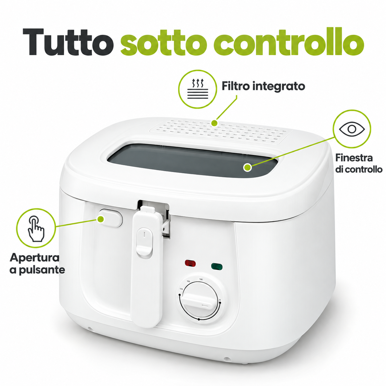 TekOne Friggitrice elettrica 2,5L con termostato regolabile
