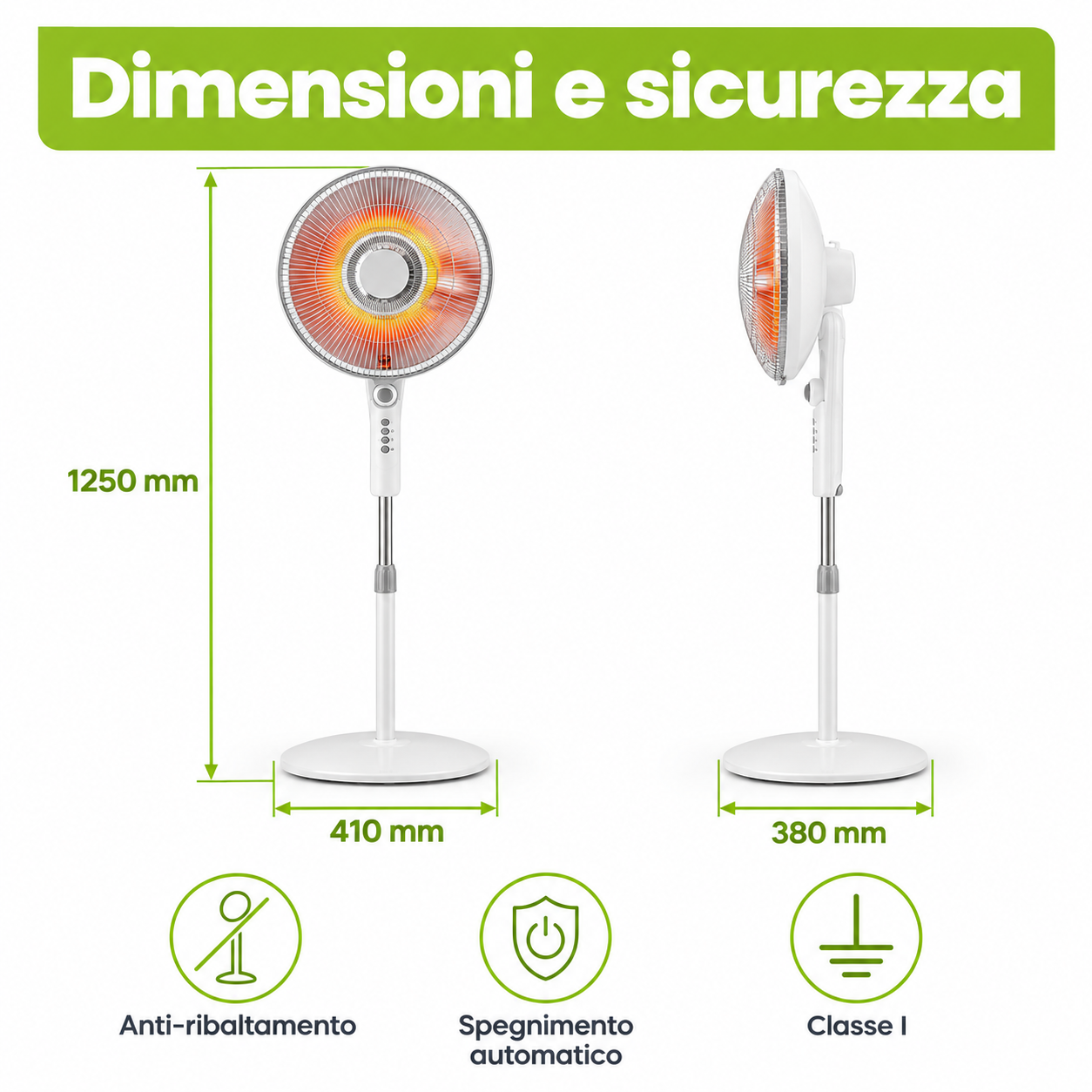 TekOne Stufa a Infrarossi in Fibra di Carbonio 1100W 2 Livelli