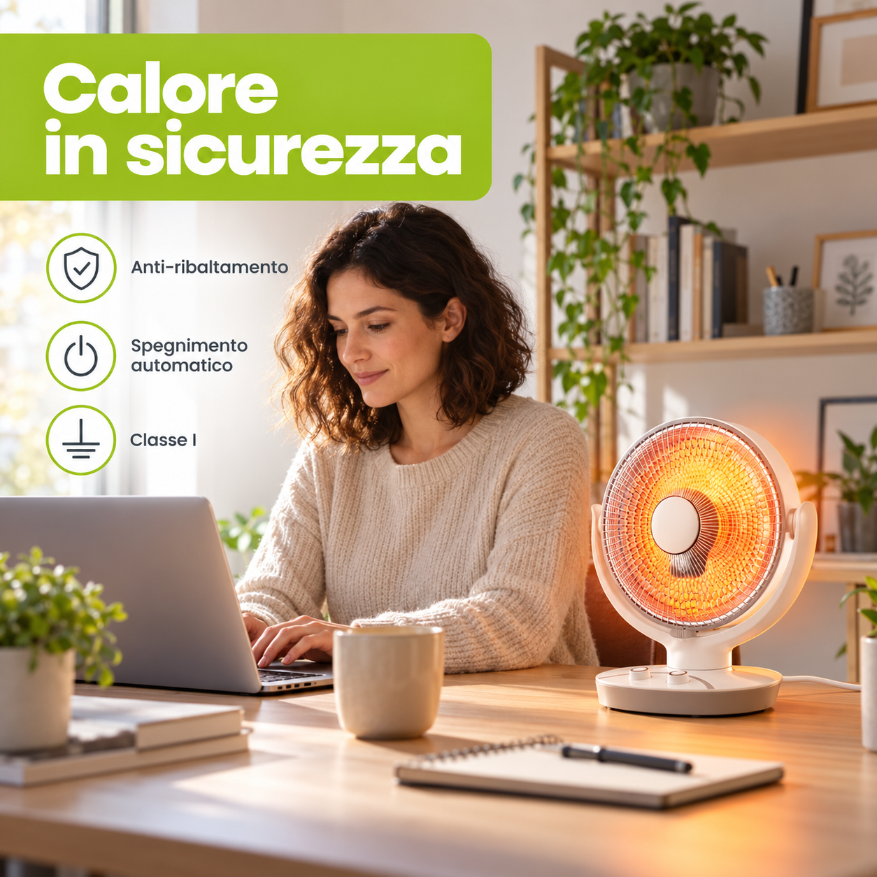 TekOne Stufa a Infrarossi in Fibra di Carbonio 1100W 2 Livelli