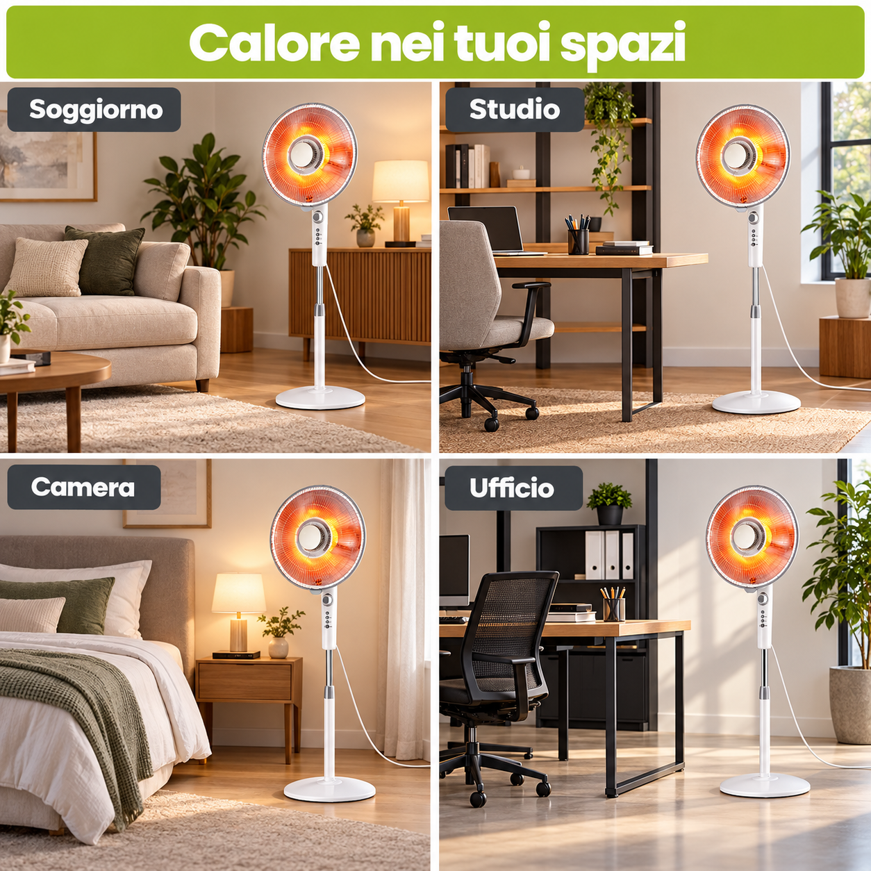 TekOne Stufa a Infrarossi in Fibra di Carbonio 1100W 2 Livelli