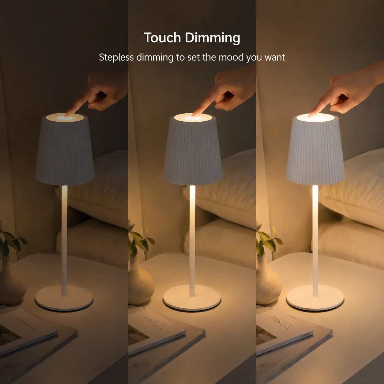 Tekone Lampada da Tavolo LED Ricaricabile Touch USB-C 3 Colori