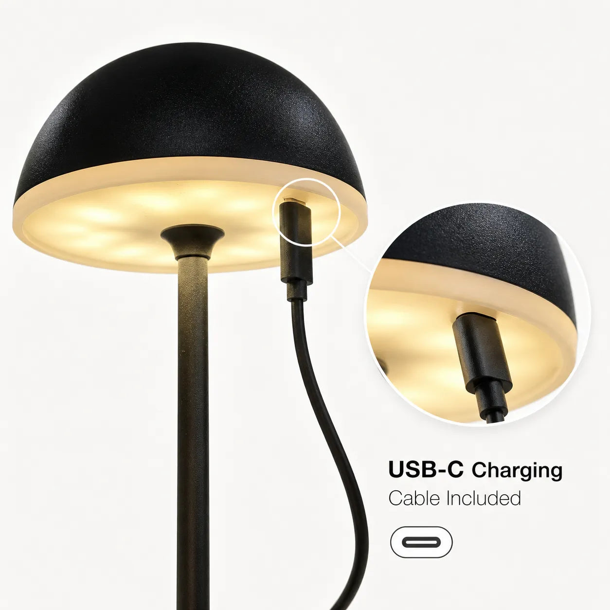 Tekone Lampada da Tavolo LED Ricaricabile Touch 3 Luci USB-C