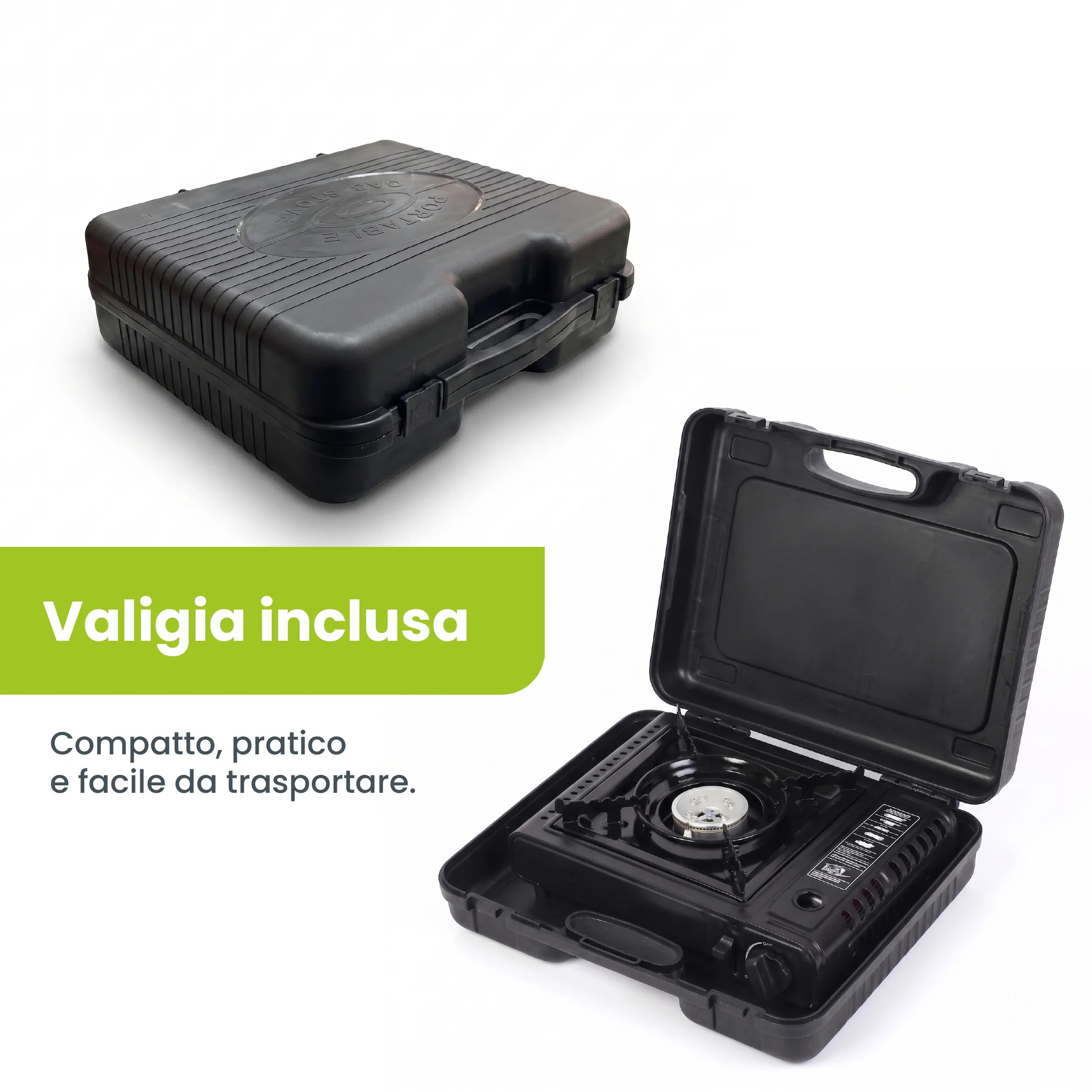 Tekone Fornello a Gas Portatile da Campeggio 2,1 kW con Accensione Piezo