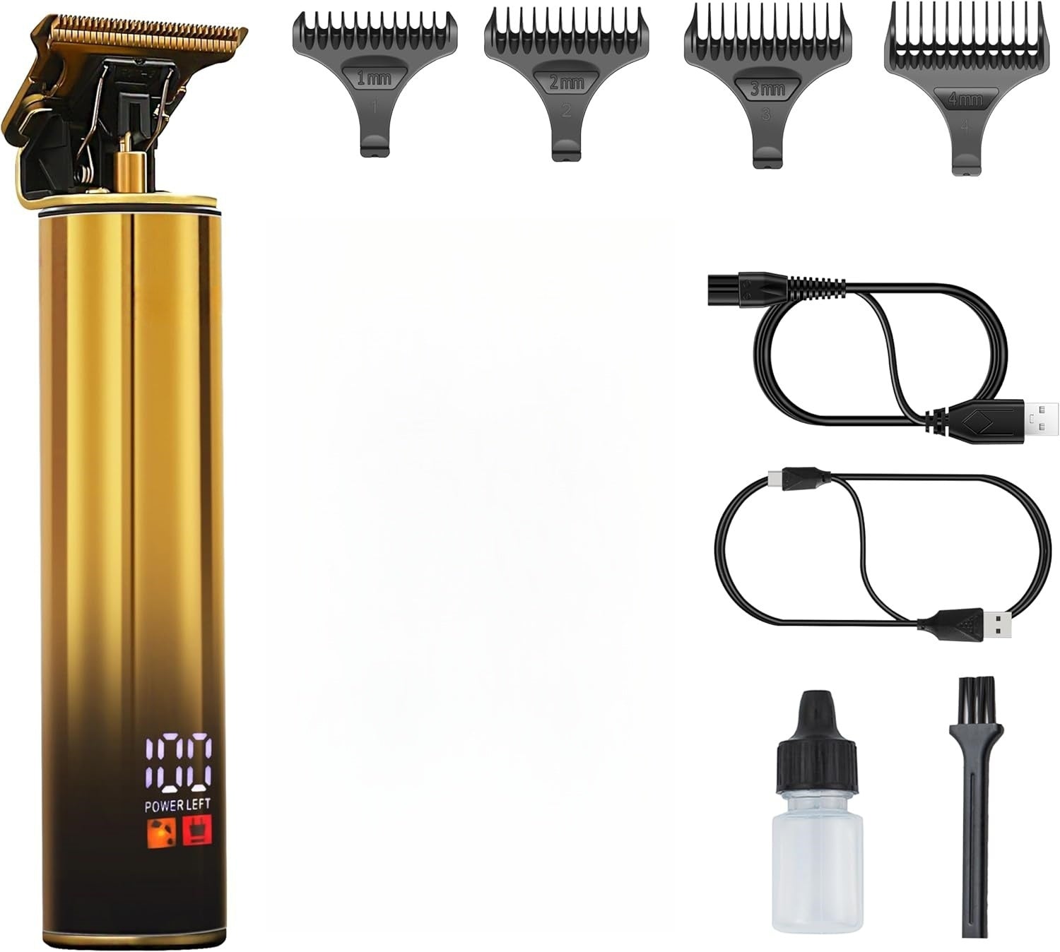 Tagliacapelli Ricaricabile TekOne – Design Gold, 150 Min Autonomia, Ricarica USB
