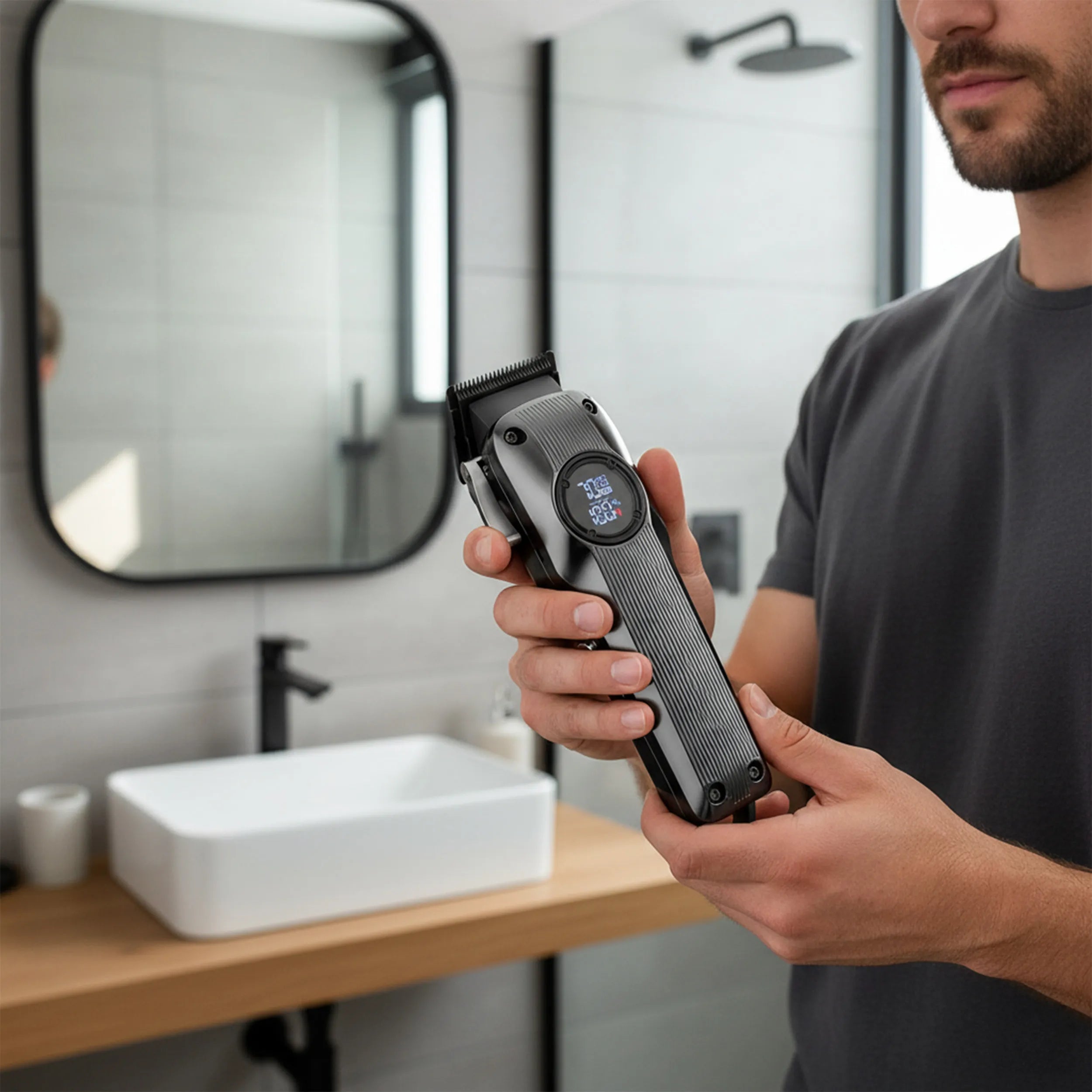 Tekone Tagliacapelli Professionale Ricaricabile con Display Digitale e 6 Pettini