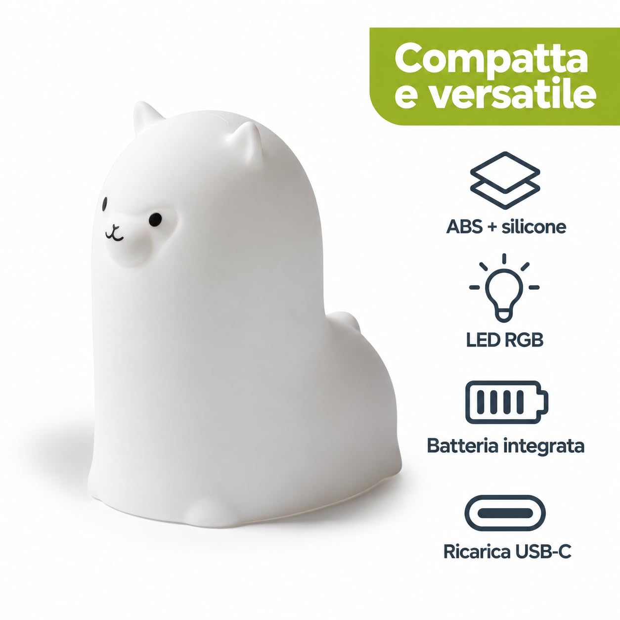Lampada Notturna LED RGB  in Silicone, Ricaricabile USB
