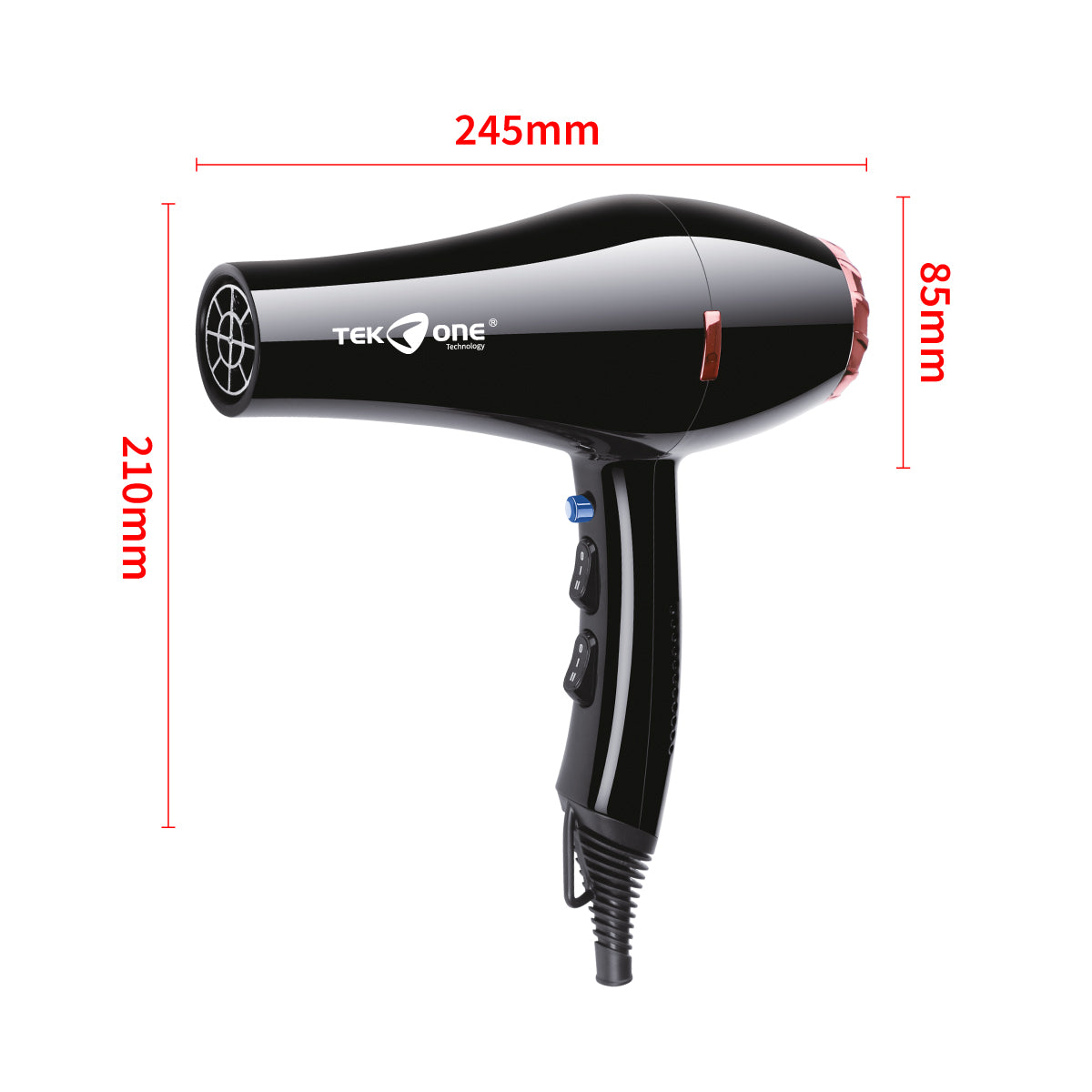 TekOne Asciugacapelli Professionale 1800W - Potenza Extreme