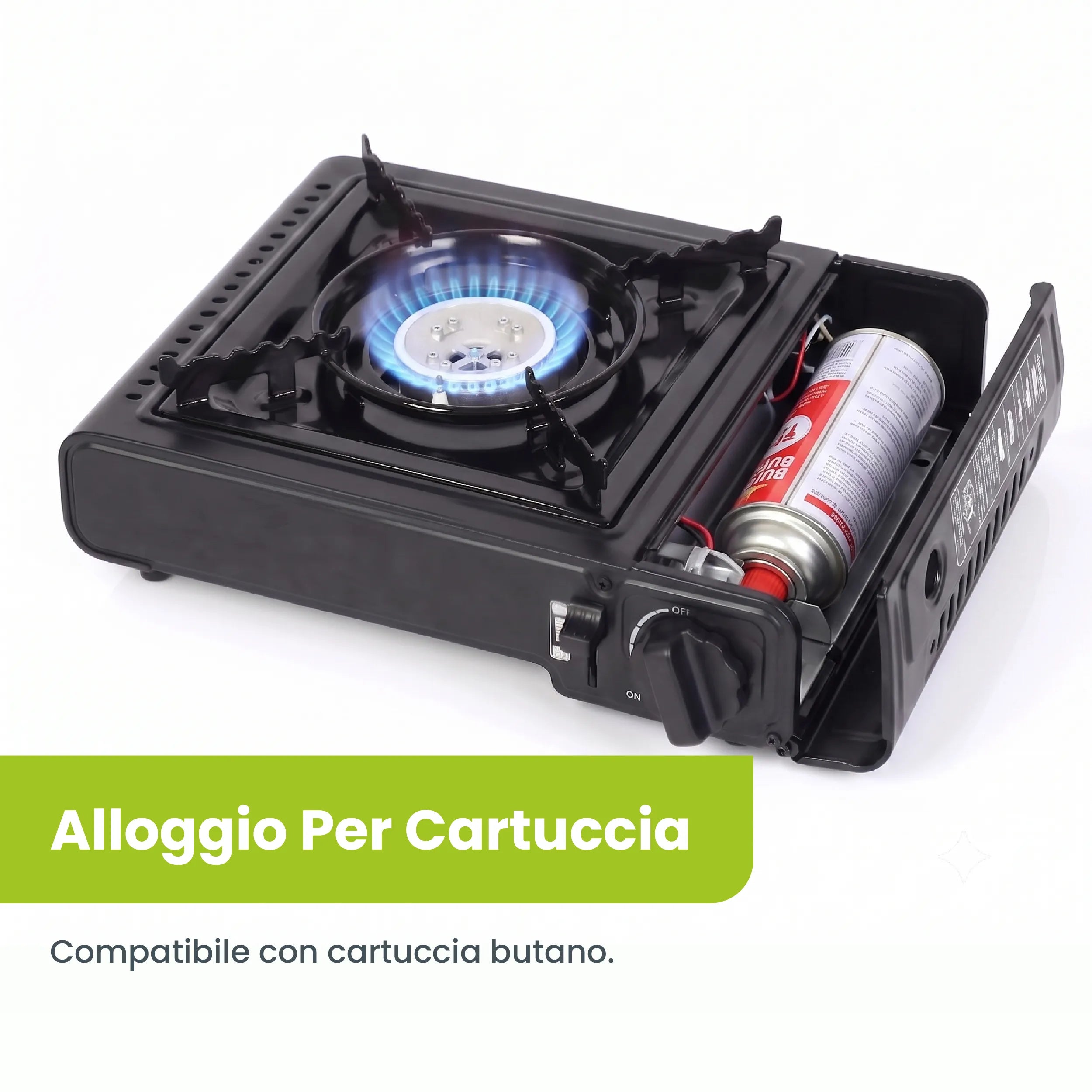 Tekone Fornello a Gas Portatile da Campeggio 2,1 kW con Accensione Piezo