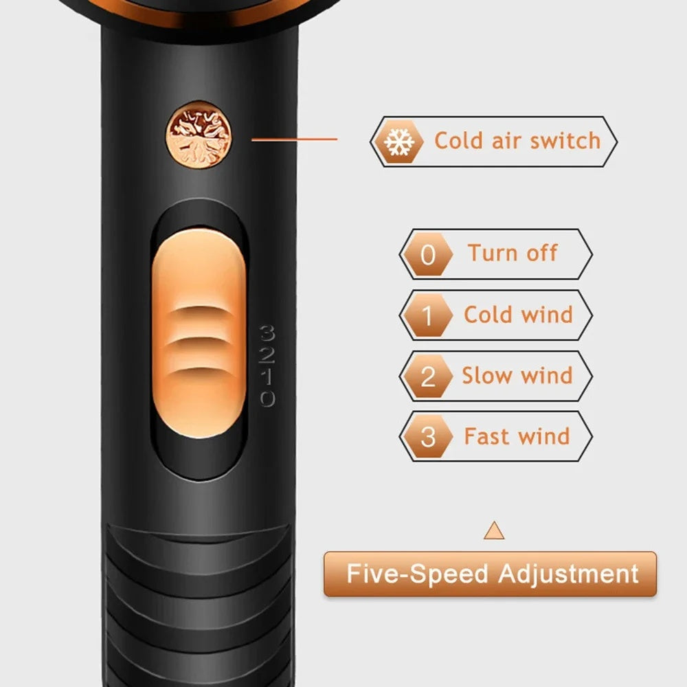 TekOne Asciugacapelli Professionale 3 in 1 con Diffusore e Beccucci - 1400W