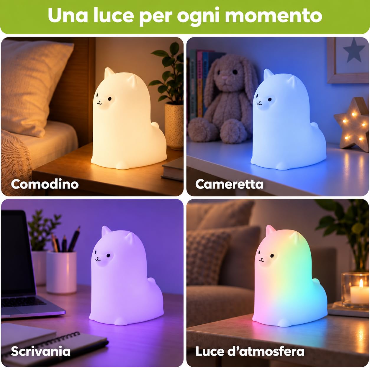 Lampada Notturna LED RGB  in Silicone, Ricaricabile USB